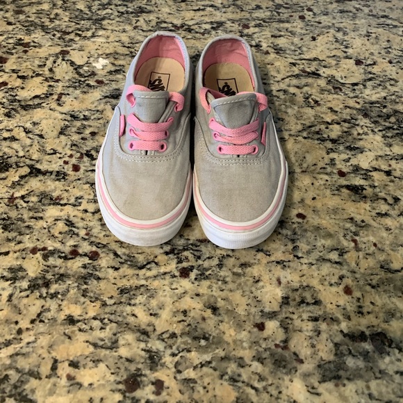 Pink and Grey Lace Up Vans size 2 Youth - Picture 2 of 6